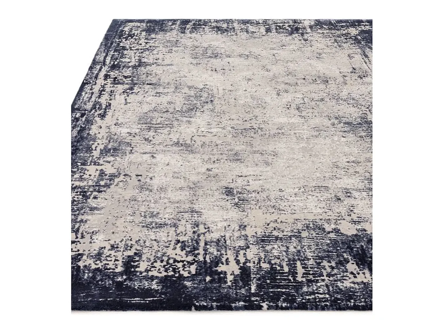Alfombra De Salón-Alfombra abstracta - 120x170cm - marino, crema - Kuza Border Azul