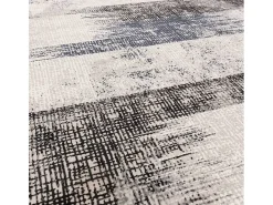 Alfombra De Salón-Alfombra abstracta - 120x170cm - marino, crema, negro - Kuza Lines Azul