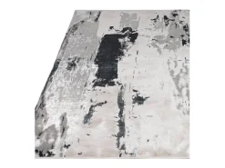 Alfombra De Salón-Alfombra abstracta - 120x170cm - plata, crema, blanco, gris - Aurora Glacier Plateado