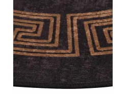 Alfombra De Cocina|Alfombra Redonda-Alfombra antideslizante lavable φ120 cm negra y dorada Negro