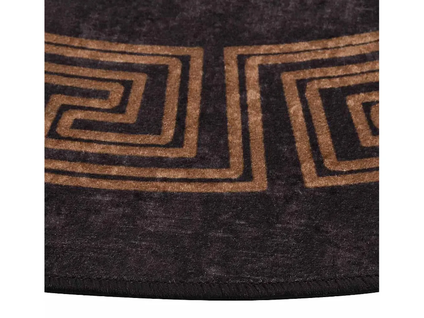 Alfombra De Cocina|Alfombra Redonda-Alfombra antideslizante lavable φ120 cm negra y dorada Negro