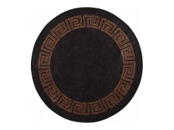 Alfombra De Cocina|Alfombra Redonda-Alfombra antideslizante lavable φ120 cm negra y dorada Negro