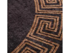 Alfombra De Cocina|Alfombra Redonda-Alfombra antideslizante lavable φ120 cm negra y dorada Negro