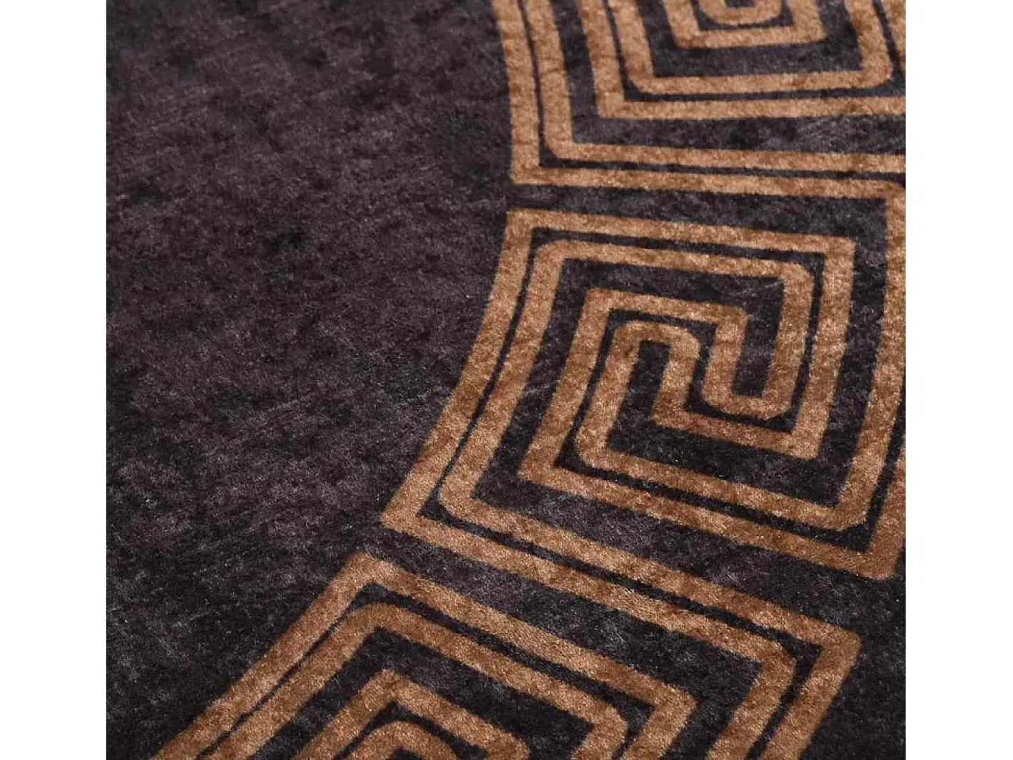 Alfombra De Cocina|Alfombra Redonda-Alfombra antideslizante lavable φ120 cm negra y dorada Negro