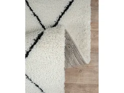 the carpet Alfombra Bahar Shaggy moderna patrón rombos, negro , 120 x 170 cm Blanco Outlet