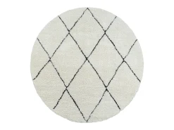 the carpet Alfombra Bahar Shaggy moderna patrón rombos, negro , 120 cm redonda Blanco Online