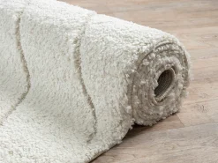 the carpet Alfombra Bahar Shaggy patrón triángulos, , 160 cm redonda Crema Best