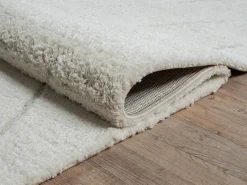 the carpet Alfombra Bahar Shaggy patrón triángulos, , 160 cm redonda Crema Best