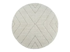 the carpet Alfombra Bahar Shaggy patrón triángulos, , 160 cm redonda Crema Best