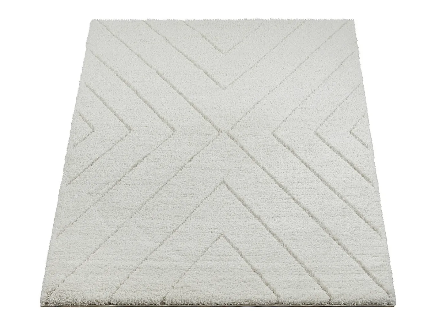 the carpet Alfombra De Salón-Alfombra Bahar Shaggy patrón triángulos, , 160 x 230 cm Crema
