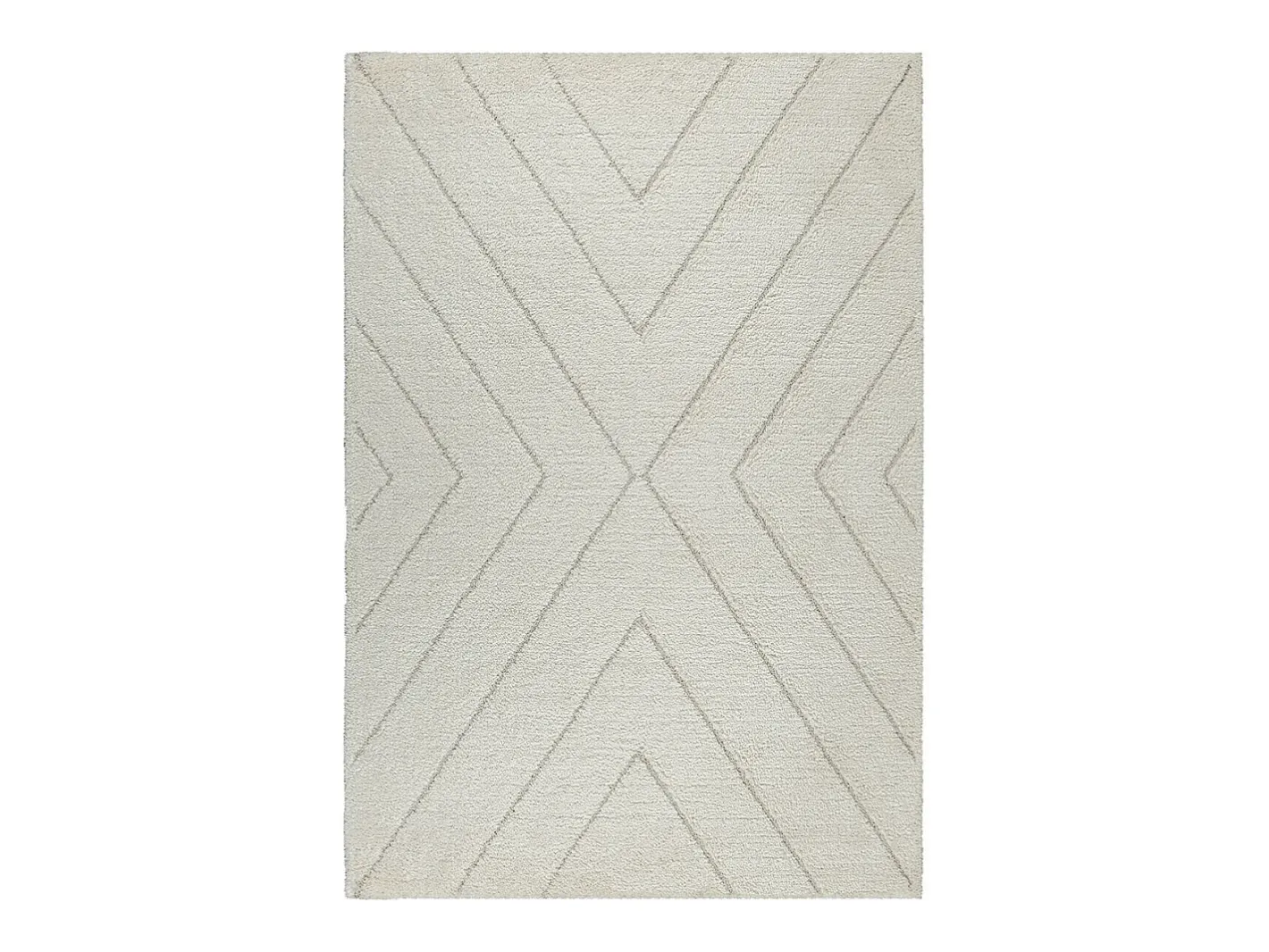 the carpet Alfombra De Salón-Alfombra Bahar Shaggy patrón triángulos, , 160 x 230 cm Crema