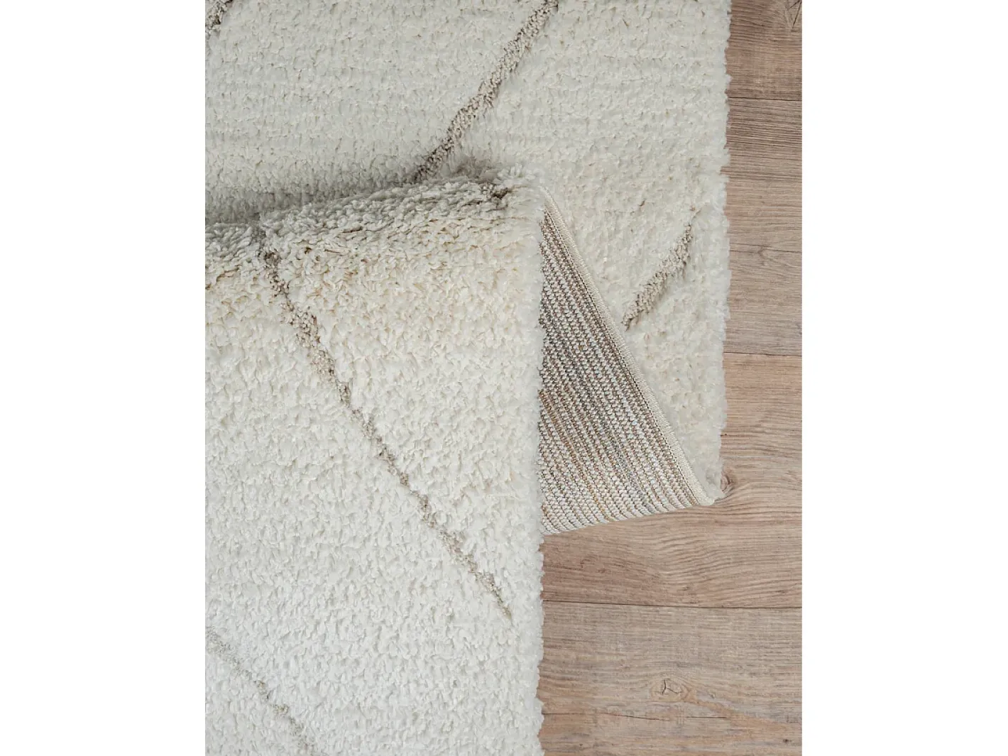 the carpet Alfombra De Salón-Alfombra Bahar Shaggy patrón triángulos, , 160 x 230 cm Crema