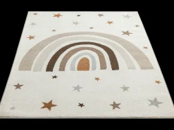 Hot the carpet Alfombra Beat Kids Moderna Infantil Arcoíris Estrellas Pastel - - 80x150 cm Crema
