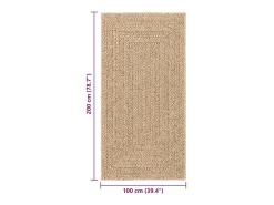 Alfombra De Cocina-Alfombra ZIZUR 80x250 cm efecto yute para interior y exterior Beige
