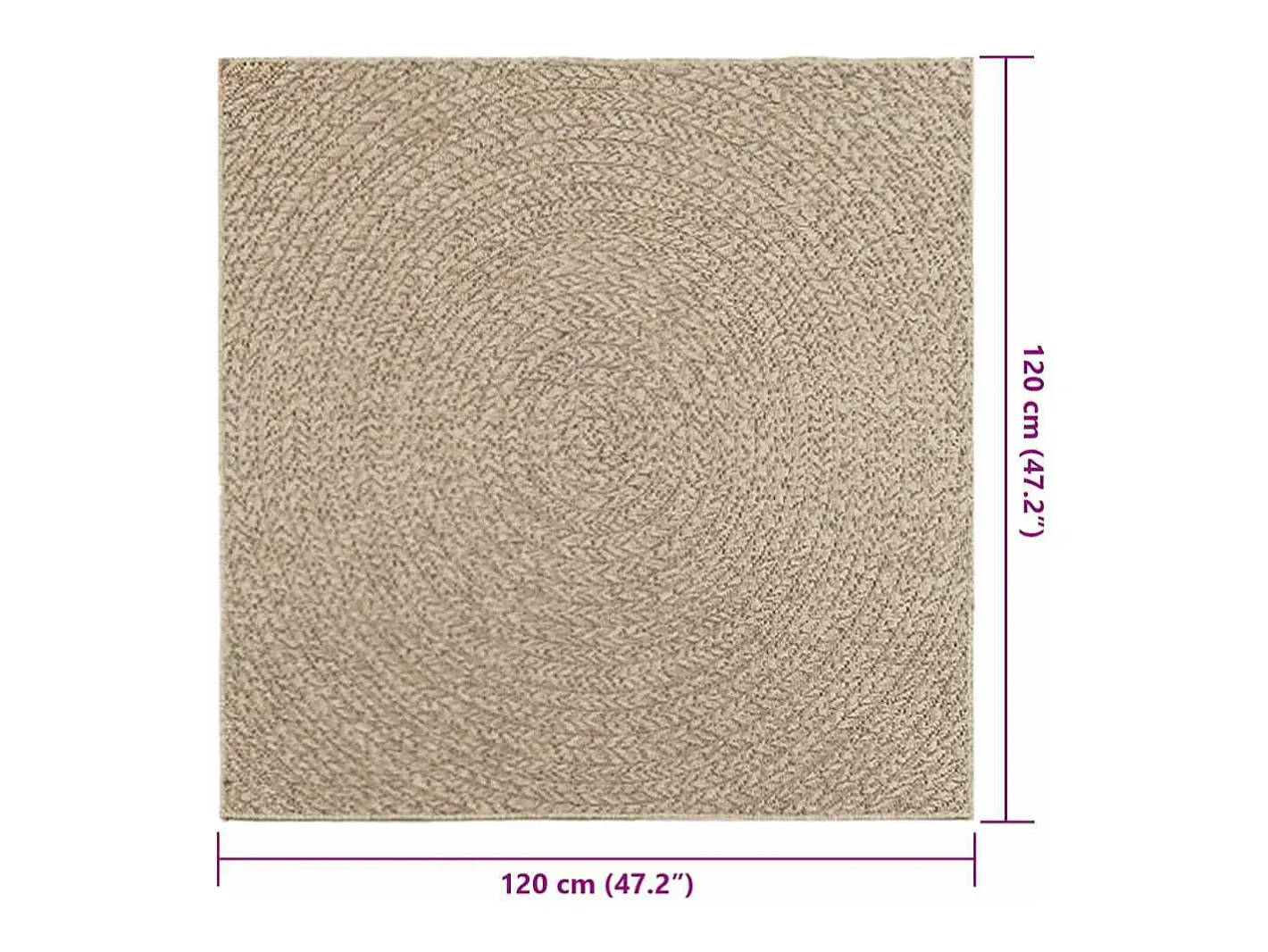Alfombra ZIZUR 120x120 cm efecto yute para interior y exterior Beige Discount