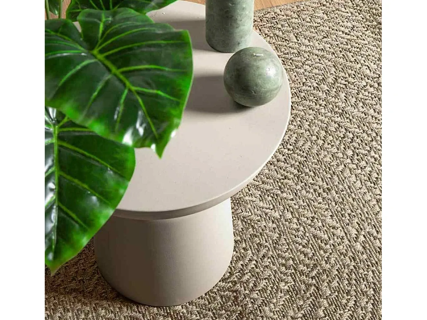 Alfombra De Cocina|Alfombra Redonda-Alfombra ZIZUR 240x240 cm efecto yute para interior y exterior Beige