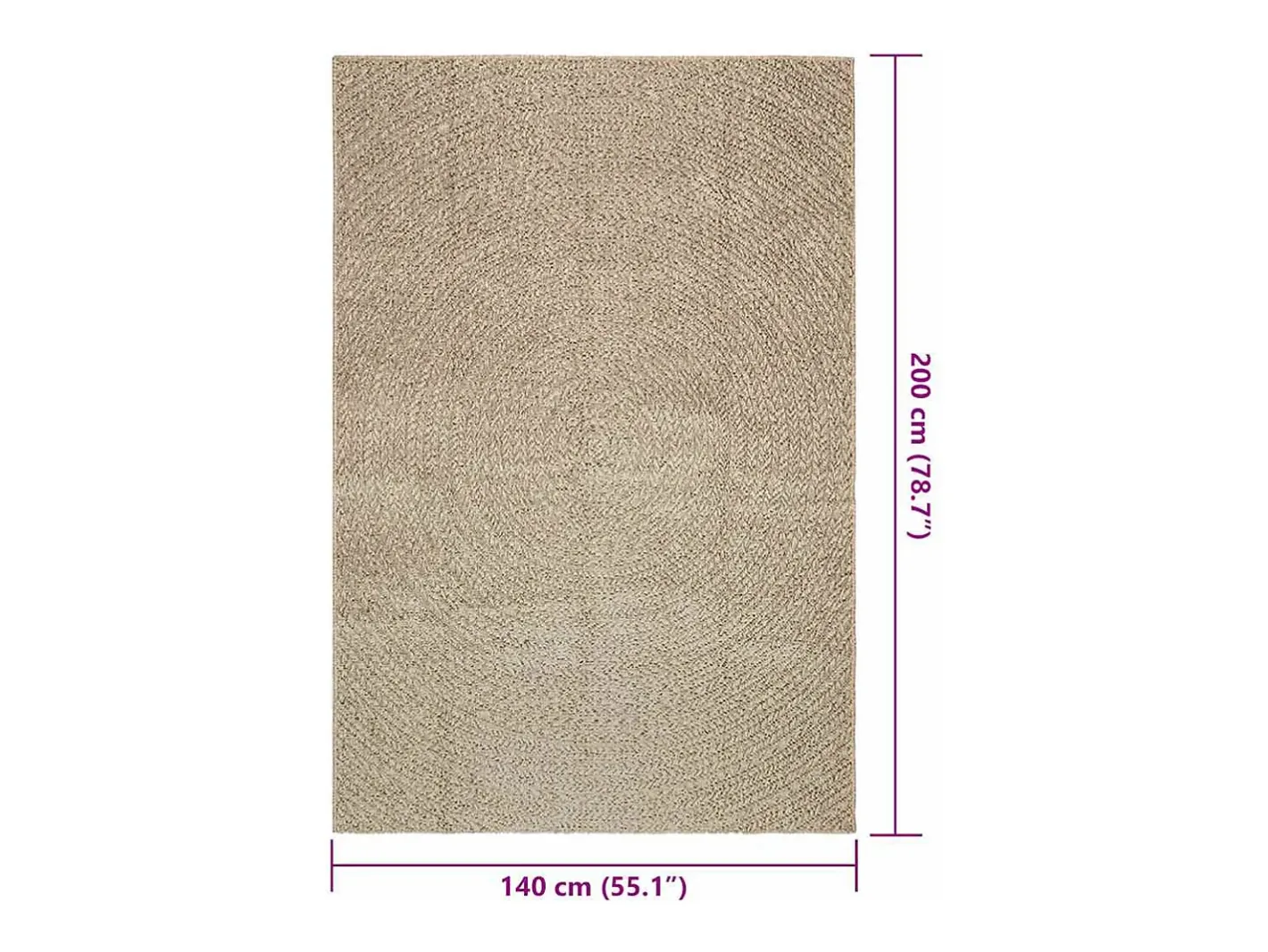 Alfombra ZIZUR 140x200 cm efecto yute para interior y exterior Beige