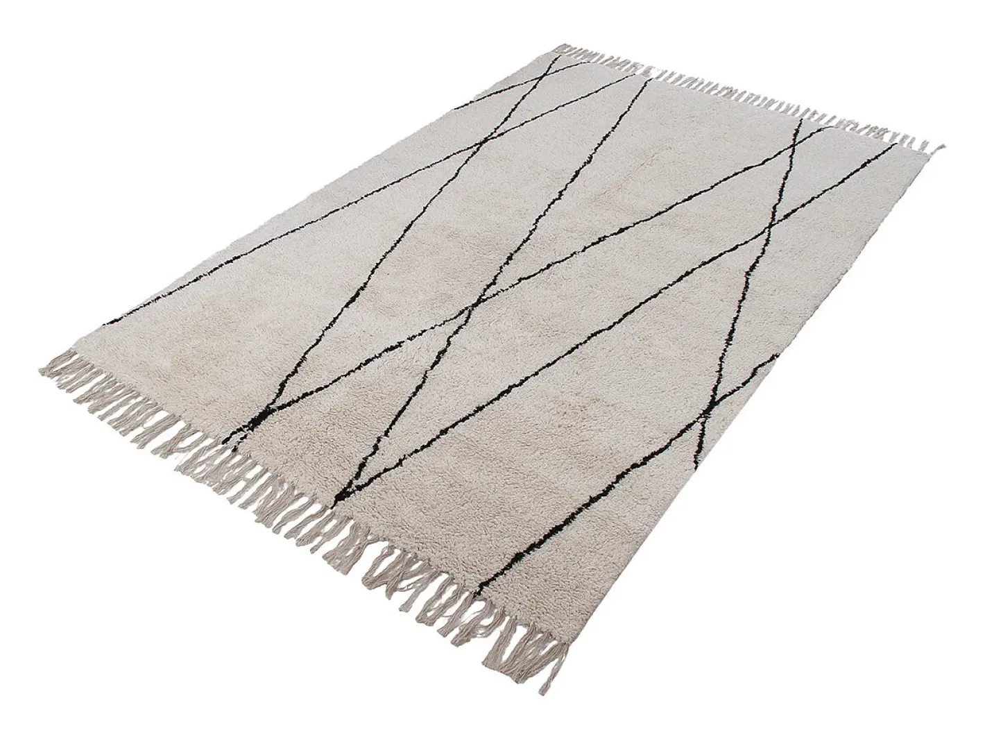 Miliboo Alfombra bereber con flecos de algodón de color crudo 160 × 230 cm HODNA Blanco