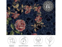 Alfombra con borde y motivos florales 80x150 cm Flomi Azul Hot