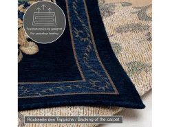 Alfombra con borde y motivos florales 70x120 cm Flomi Azul Best