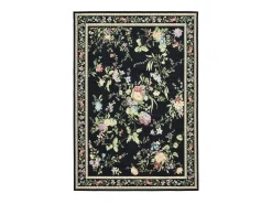 Alfombra con borde y motivos florales 240x330 cm Flomi Negro