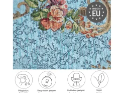 Alfombra con borde y motivos florales 160x230 cm Turquesa Flomi Azul turquesa Outlet