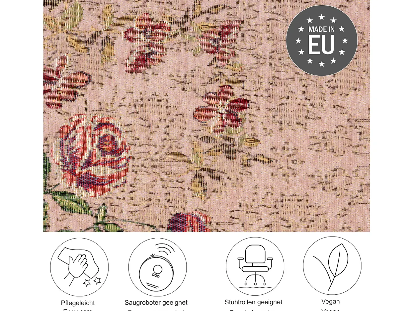 Alfombra con borde y motivos florales 120x180 cm Flomi Rosa Online