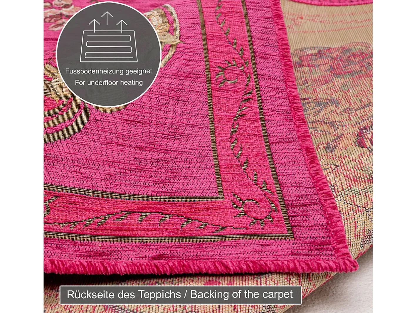 Alfombra con borde y motivos florales 160x230 cm Flomi Rosa Sale