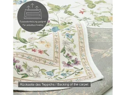 Alfombra con borde y motivos florales 140x200 cm Flomi Crema Best