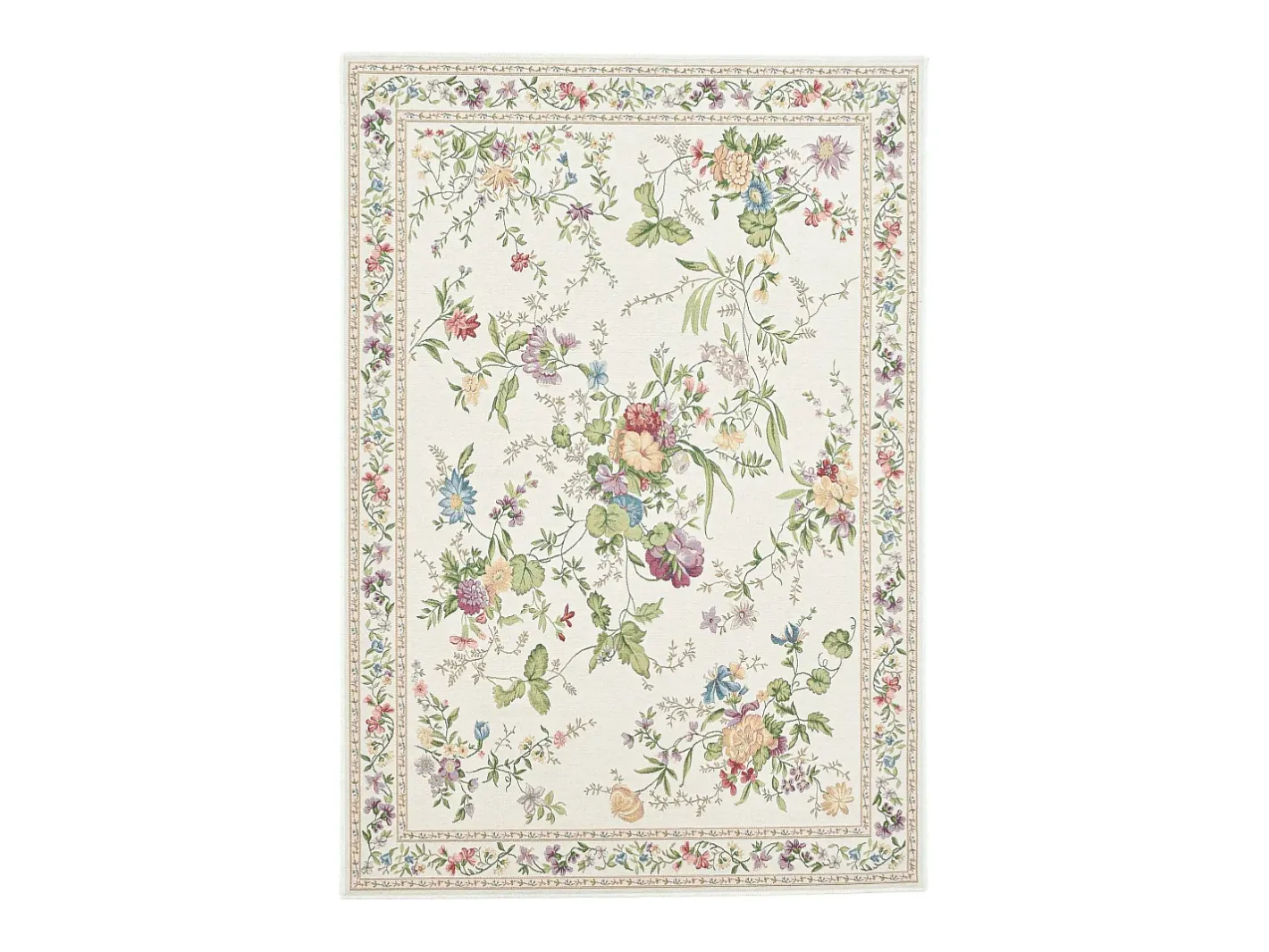 Clearance Alfombra con borde y motivos florales 160x230 cm Flomi Crema