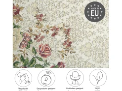 Alfombra con borde y motivos florales 80x150 cm Flomi Beige Outlet