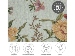 Sale Alfombra con borde y motivos florales 200x290 cm Menta Flomi Verde almendra