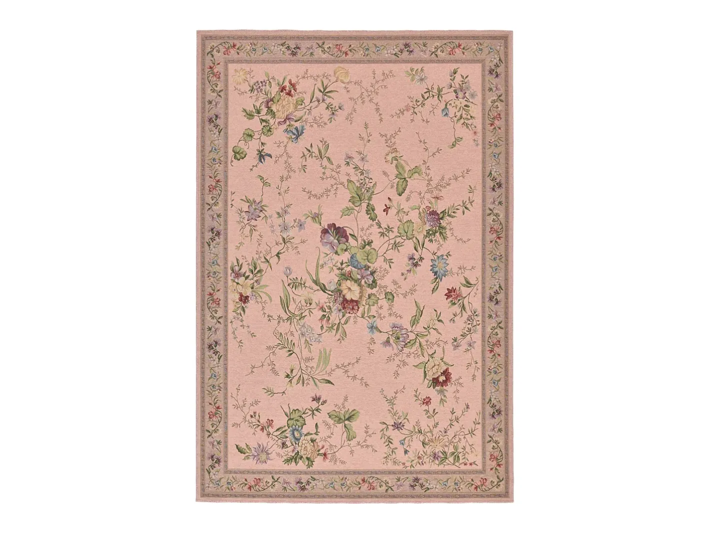 Alfombra De Salón-Alfombra con borde y motivos florales 120x170 cm Flomi Rosa