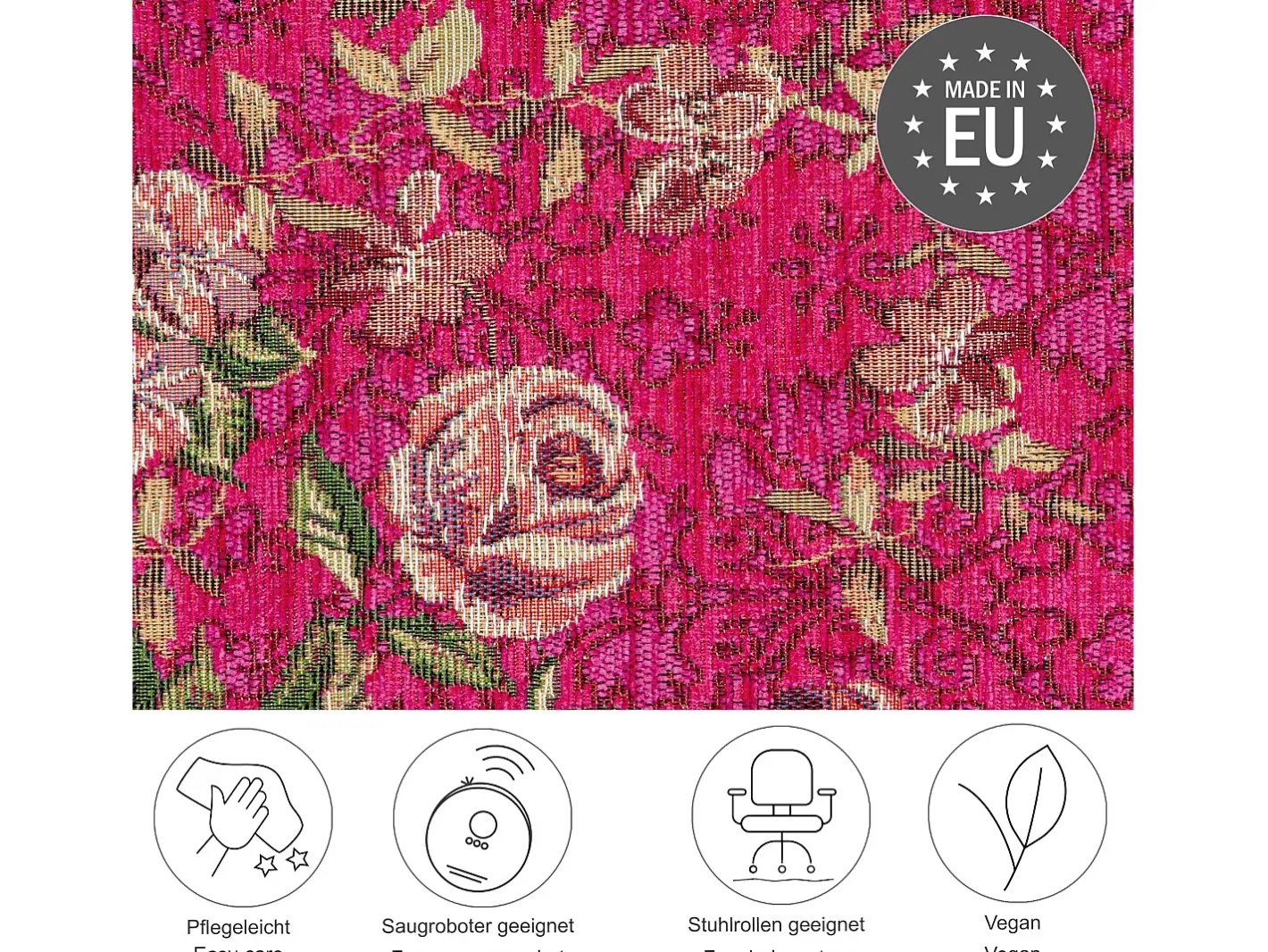 Alfombra con borde y motivos florales 200x290 cm Flomi Rosa