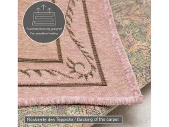Alfombra con borde y motivos florales 80x150 cm Flomi Rosa Outlet
