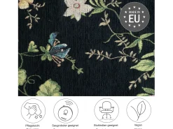 Alfombra con borde y motivos florales 60x90 cm Flomi Negro Clearance