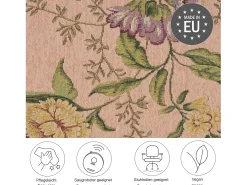 Alfombra con borde y motivos florales 70x120 cm Flomi Rosa Outlet