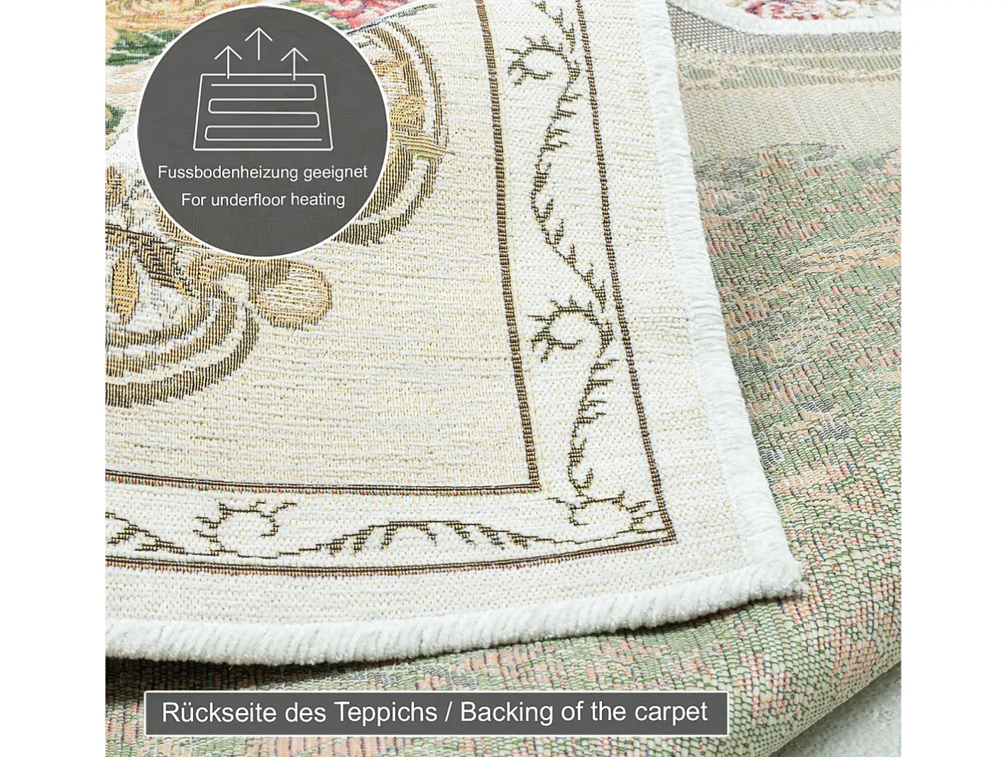 Best Alfombra con borde y motivos florales 200x290 cm Flomi Beige