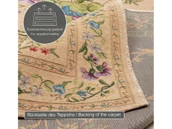 Alfombra De Salón-Alfombra con borde y motivos florales 120x170 cm Flomi Beige