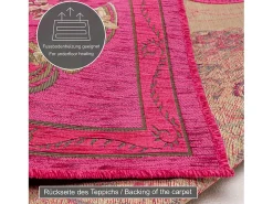 Alfombra con borde y motivos florales 70x120 cm Flomi Rosa