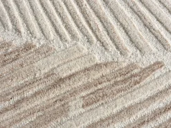 OZAIA Alfombra con relieve 100% lana hecha a mano - 160 x 230 cm - 2200g/m2 - Marfil - SERAPHINA Marru00f3n / Marfil