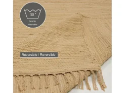 Alfombra de algodón tejida a mano y reversible 60x120 cm Naturaleza Happy Cotton Color natural claro Outlet