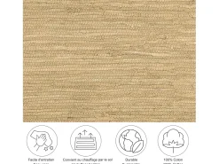 Alfombra de algodón tejida a mano y reversible 60x120 cm Naturaleza Happy Cotton Color natural claro Outlet