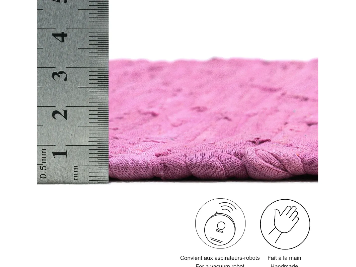 Alfombra de algodón tejida a mano y reversible 40x60 cm Fuchisa Happy Cotton Fucsia Best