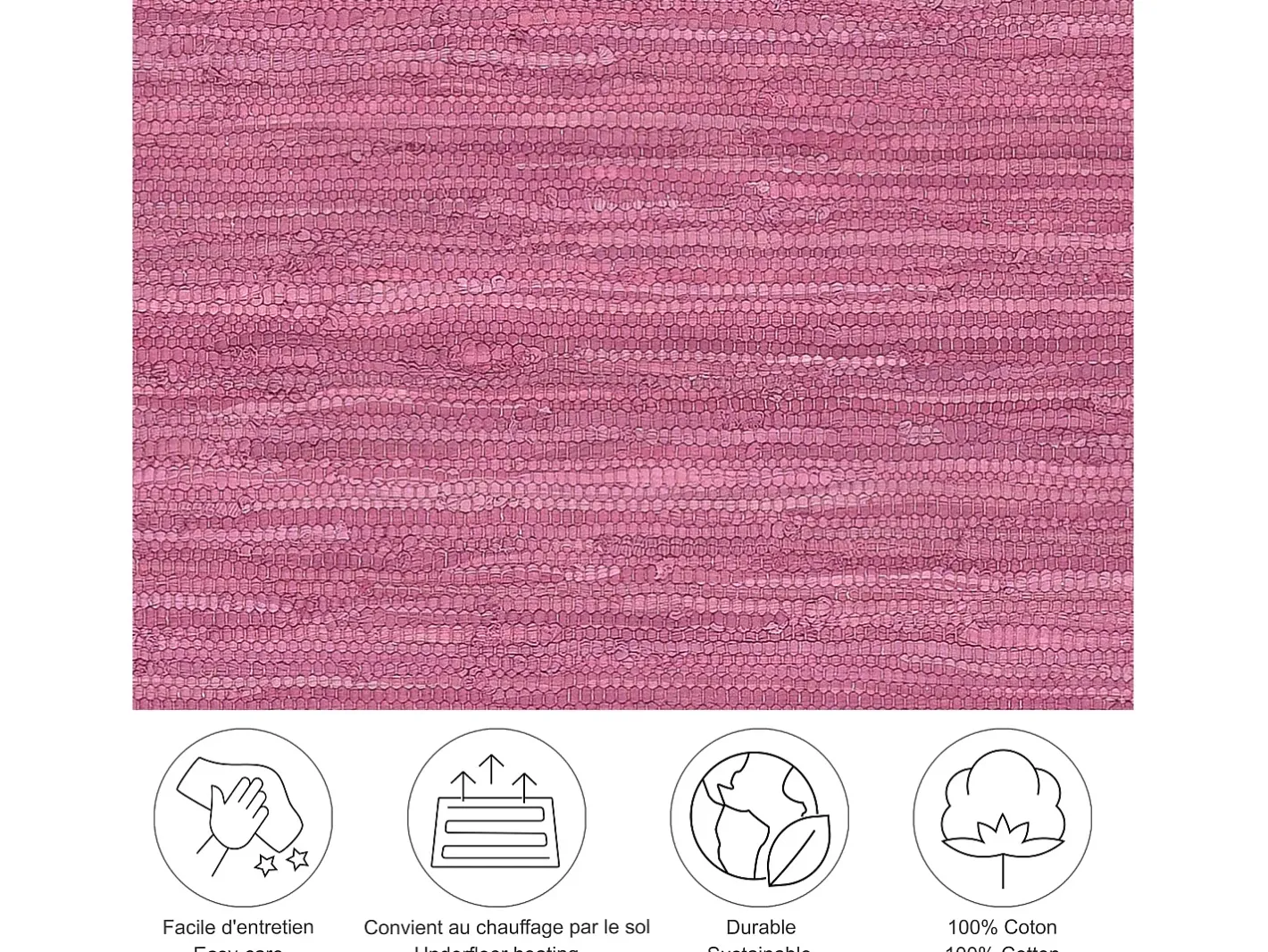 Alfombra de algodón tejida a mano y reversible 40x60 cm Fuchisa Happy Cotton Fucsia Best