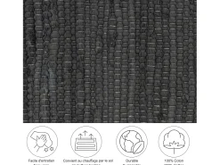 Alfombra De Salón-Alfombra de algodón tejida a mano y reversible 60x120 cm Antracita Happy Cotton Gris antracita