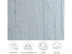 Alfombra de algodón tejida a mano y reversible 40x60 cm Happy Cotton Gris Clearance