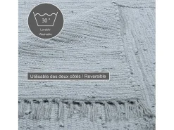 Alfombra de algodón tejida a mano y reversible 40x60 cm Happy Cotton Gris Clearance