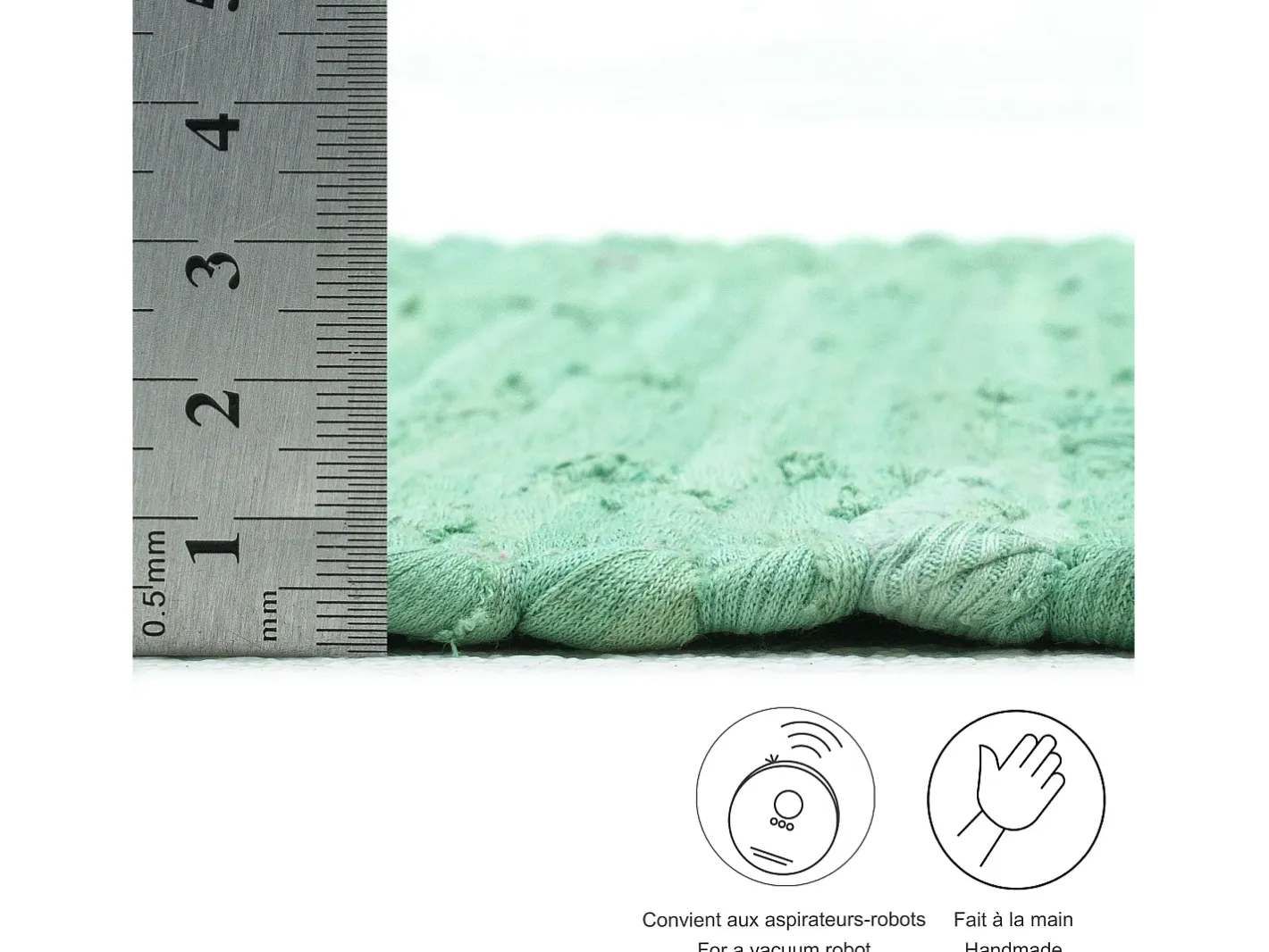 Alfombra de algodón tejida a mano y reversible 60x120 cm Menta Happy Cotton Verde almendra Clearance