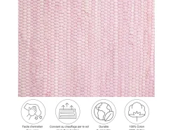 Alfombra De Salón-Alfombra de algodón tejida a mano y reversible 120x180 cm Happy Cotton Rosa
